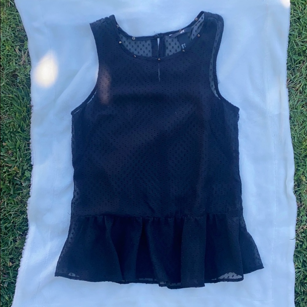 H&M Sheer Studded Peplum Tank Top